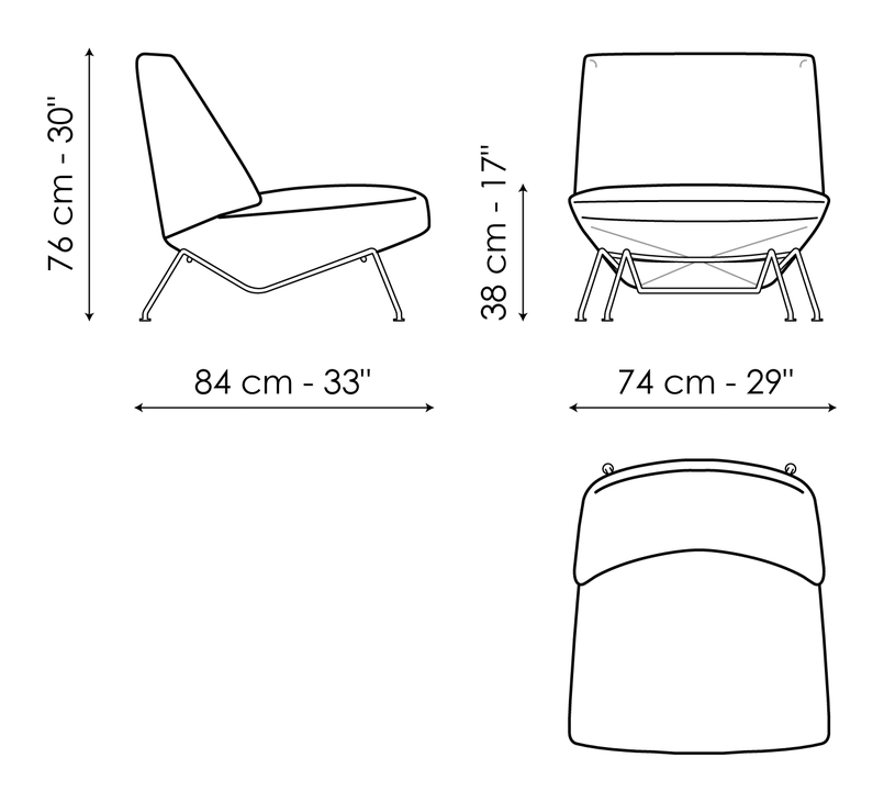 Sleek Armchair by Bonaldo, size drawing: Sleek - feet