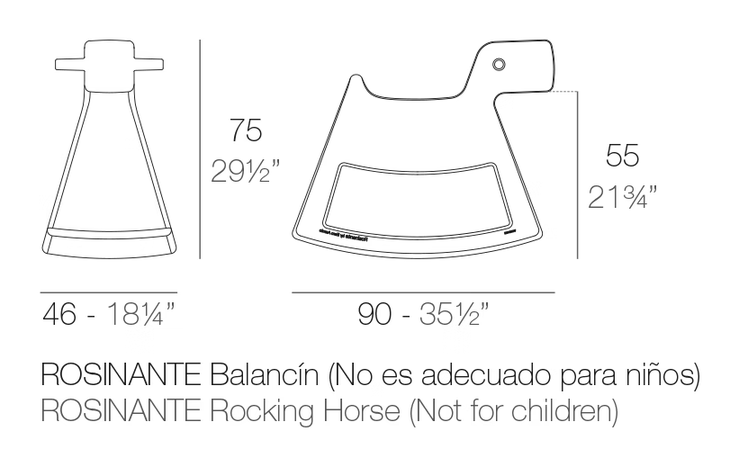 Rosinante Rocking Horse Seat by Vondom, size drawing