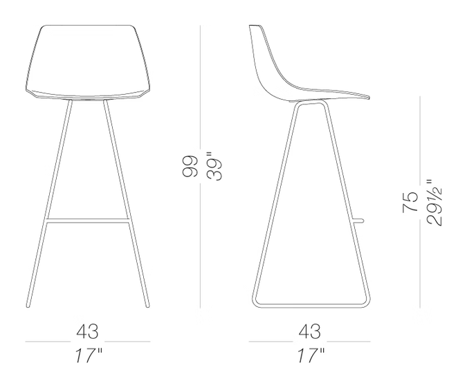 Miunn ES104_75 Outdoor Bar Stool by LaPalma, size drawing