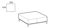 Sanders Air Sofa by Ditre Italia, size drawing: Square base