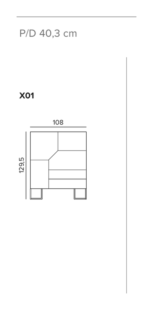 Remix Sideboard by Tomasella, size drawing: Configuration X01