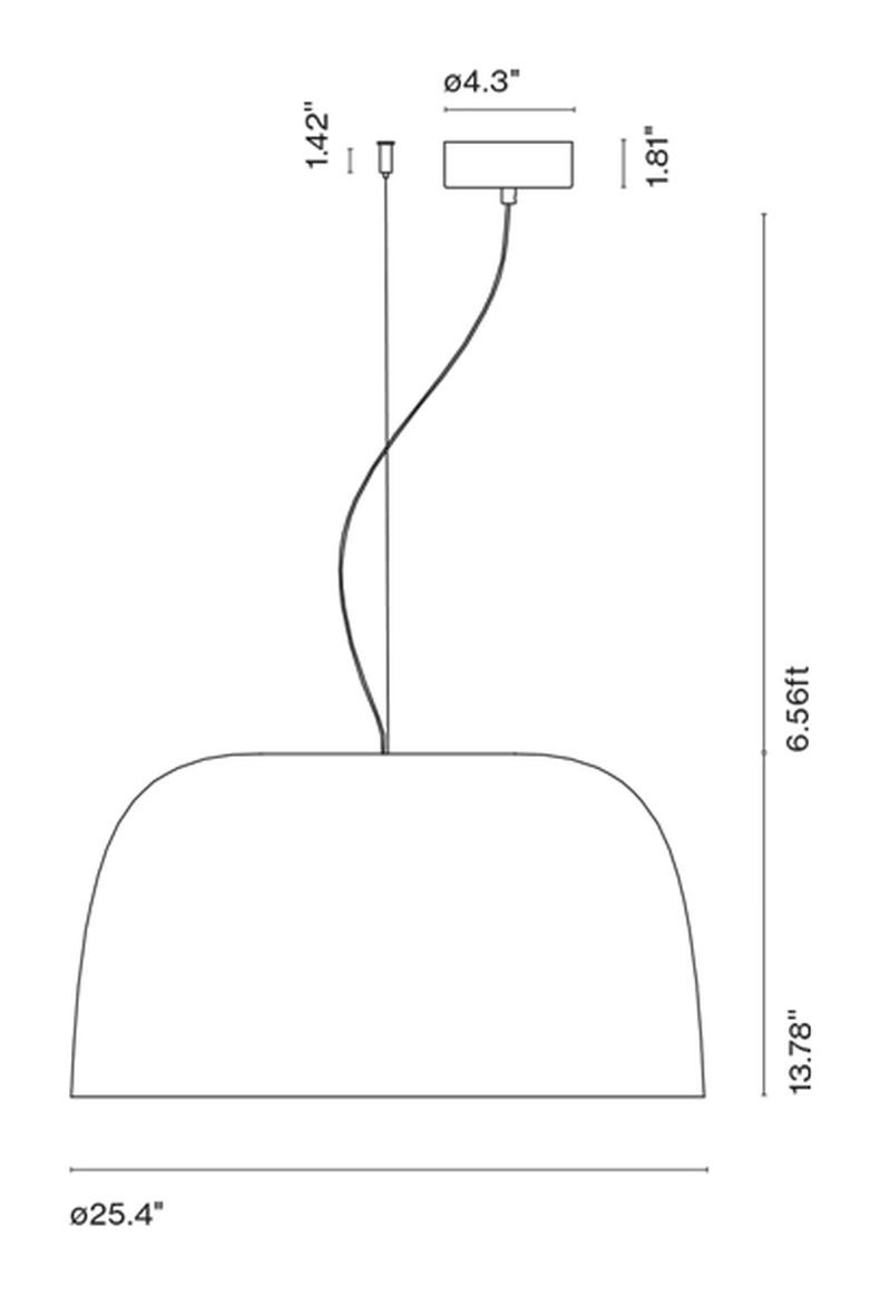 Djembé Pendant Lamp by Marset, size drawing: Djembé 65.35