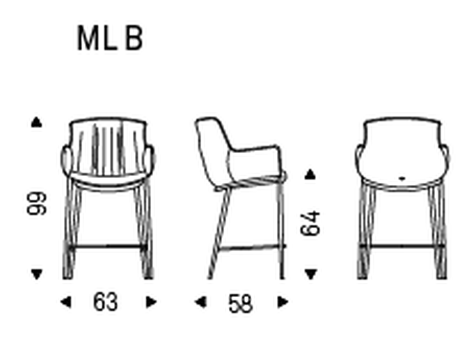 Rhonda Stool by Cattelan Italia, size drawing 2