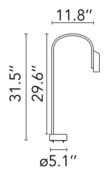 Caule Bollard Light by Flos, size drawing: Caule Bollard 1