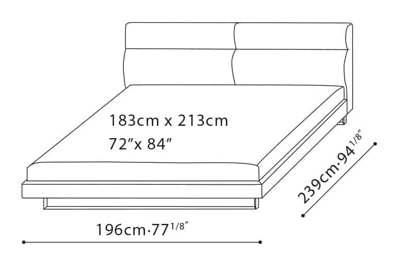 Amor Bed by Camerich, size drawing: C03J0306 Cal King