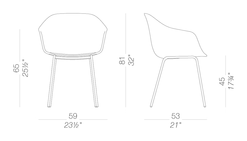 Seela AC S312 Chair by LaPalma, size drawing