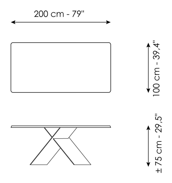 Ax Extendable Dining Table by Bonaldo, size drawing 3