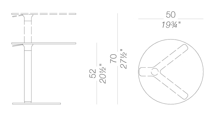 Yo T80 Side Table by LaPalma, size drawing