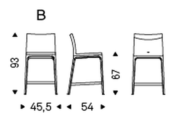 Arcadia Stool by Cattelan Italia, size drawing 2