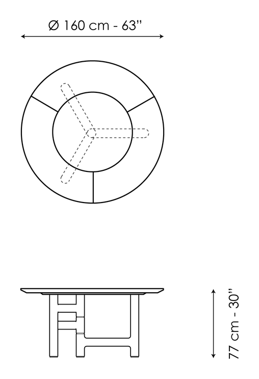 Pivot ST Dining Table by Bonaldo, size drawing 1