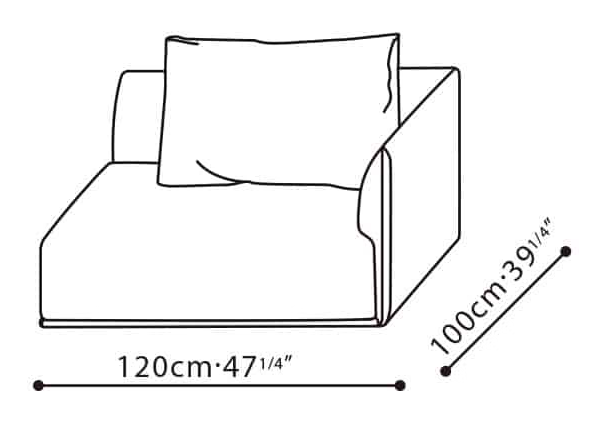 Elan-40 Sofa by Camerich, size drawing: C01B0204