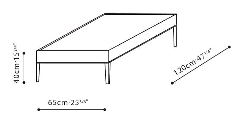Flamingo Coffee Table by Camerich, size drawing: C06C0901