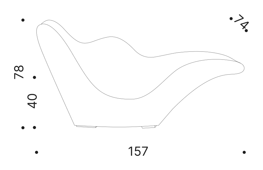Tokyo-Pop Dormeuse Daybed by Driade, size drawing