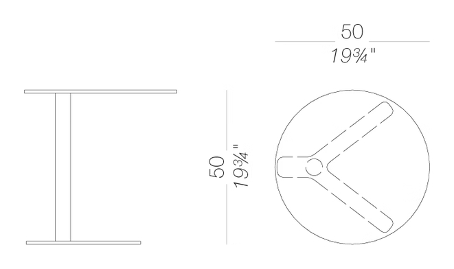 Yo ET80 Outdoor Side Table by LaPalma, size drawing