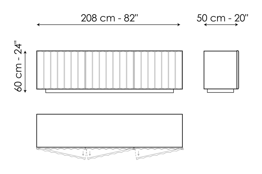 Dorian Sideboard by Bonaldo, size drawing: Dorian 208