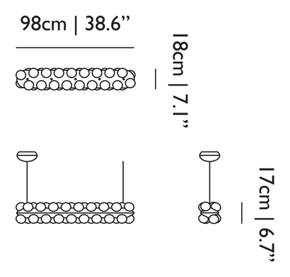 Prop Light Suspended Pendant by Moooi, size drawing: Double