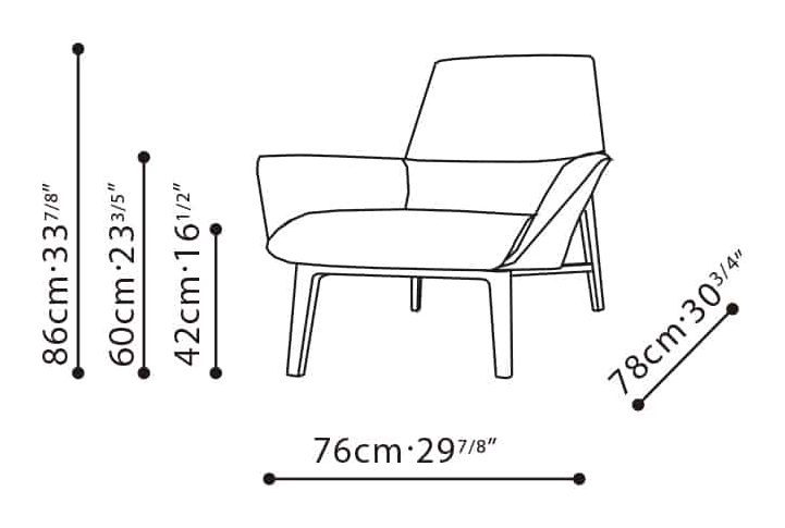 Qing Chair (Low Back) by Camerich, size drawing: C02D0701
