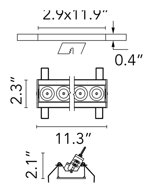 Light Shadow No Trim Downlight by Flos, size drawing: Light Shadow Adjustable No Trim 8 Spots