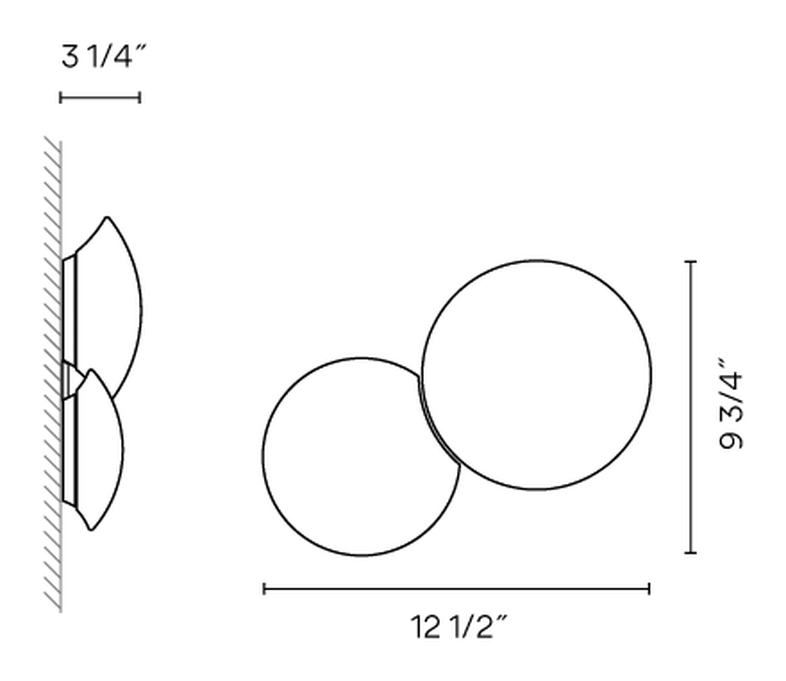 Puck Wall and Ceiling Light by Vibia, size drawing: Models 5425, 5427