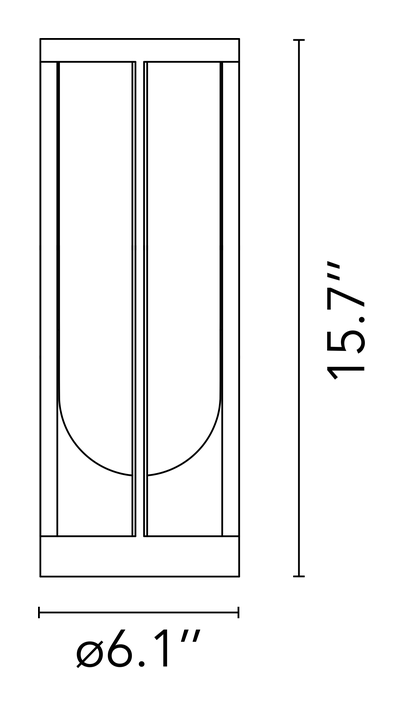 In Vitro Bollard 1 Light by Flos, size drawing