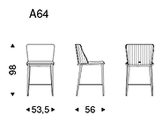 Magda ML Barré Stool by Cattelan Italia, size drawing 2