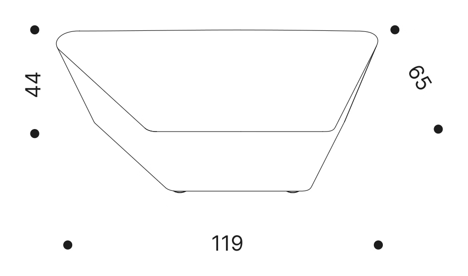 Verlaine Ottoman by Driade, size drawing