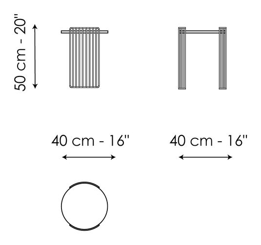 Harpe Coffee Table by Bonaldo, size drawing: Harpe Ø40 x H50