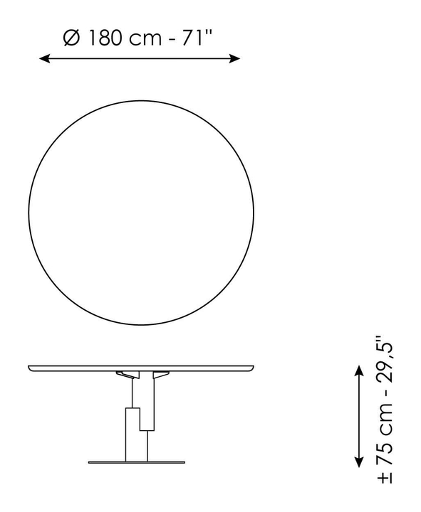 Innesti Dining Table by Bonaldo, size drawing 4