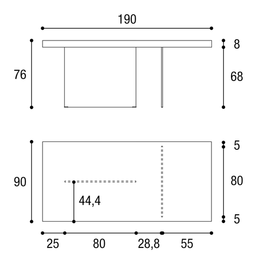 Air Table by Lago, size drawing: 2170G · 2170W · 2170X