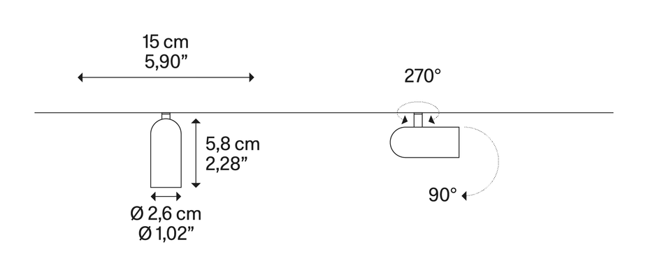 Moduli di Luce Lighting System by Lodes, size drawing: Bambi 26 SPOTLIGHT
