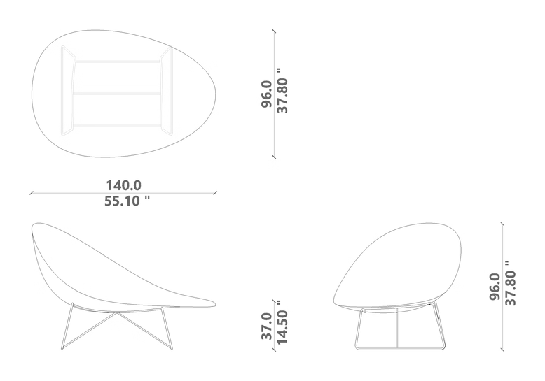 Panama Living Armchair Indoor by Talenti, size drawing
