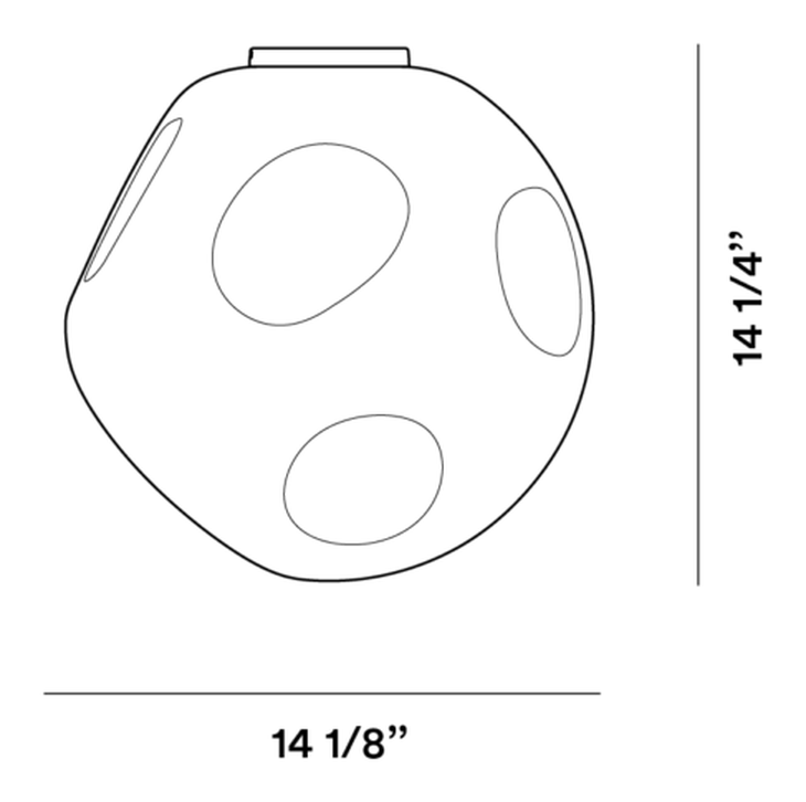 Hoba Ceiling Lamp by Foscarini, size drawing