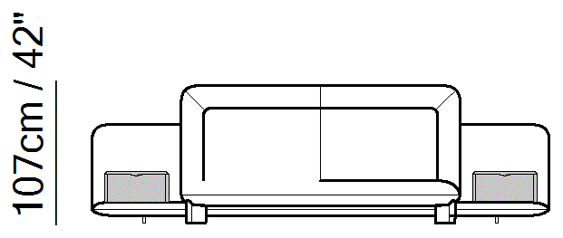 Flow Bed by Natuzzi Italia: Bed with tilt and lift mechanism 180X200 with boiserie, outline drawing with sizes