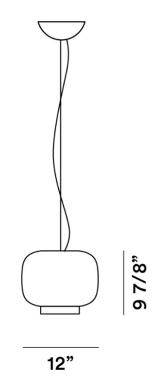Chouchin 3 Bianco Pendant Lamp by Foscarini, size drawing