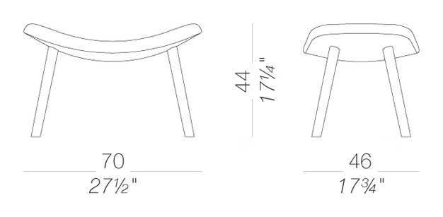 Auki S116 Footstool by LaPalma, size drawing