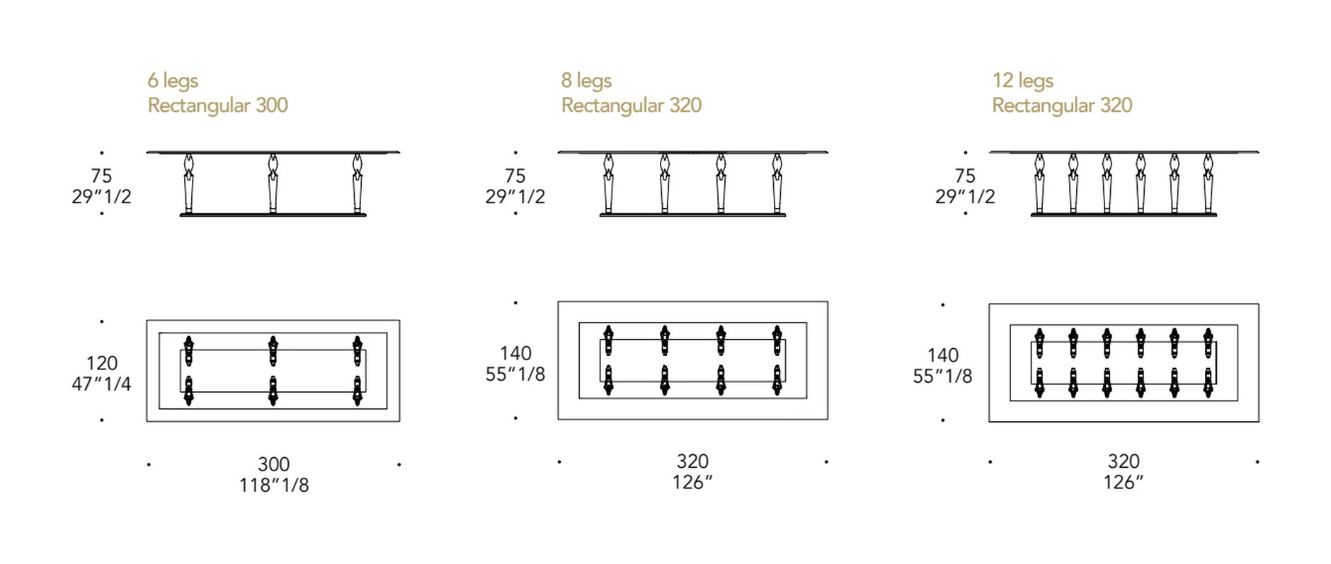 Casanova 72 Dining Table by Reflex, size drawing 2
