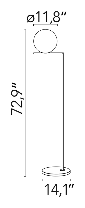 IC Lights Floor Outdoor Lamp by Flos, size drawing: IC F2 Outdoor H 1852 mm