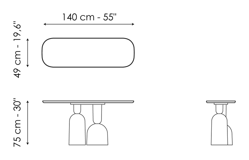 Cop Console Table by Bonaldo, size drawing 1