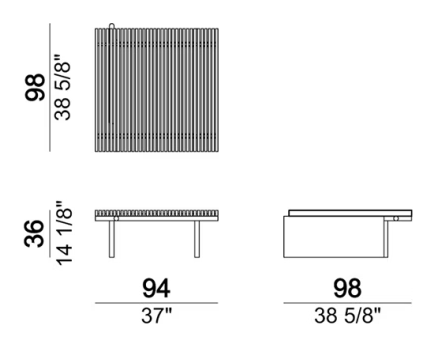 Talamone Coffee Table by Arketipo, size drawing: Coffee Table