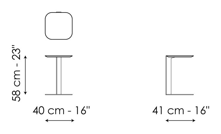 Paddle Coffee Table by Bonaldo, size drawing: Paddle 40