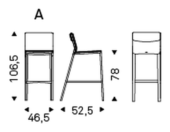 Isabel Stool by Cattelan Italia, size drawing 1