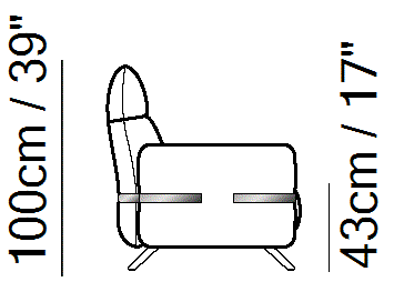 Pablo Sectional by Natuzzi Italia, size drawing