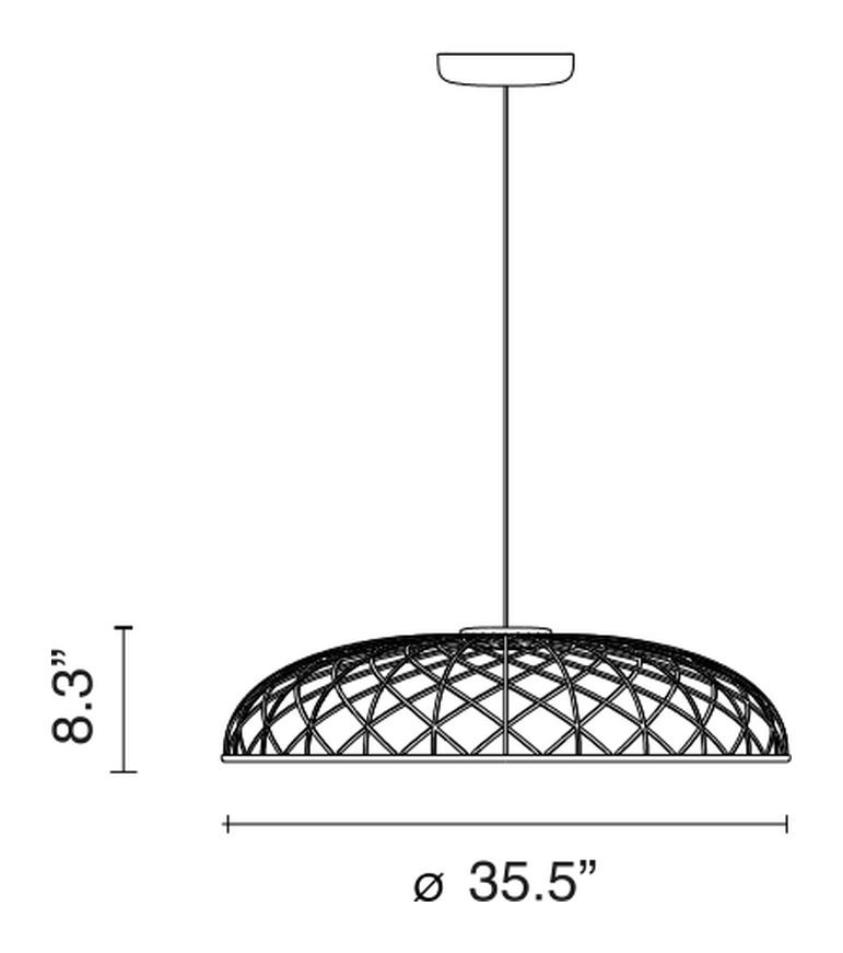 Skynest Suspension Pendant Lamp by Flos, size drawing