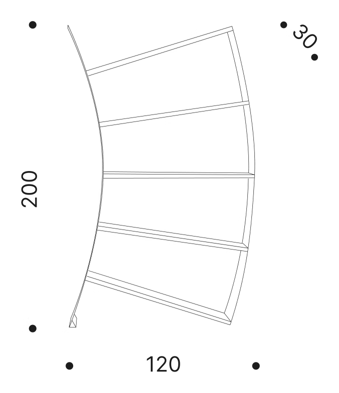 Virgo Bookshelf by Driade, size drawing