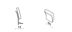 Ada Modular Sofa by Ditre Italia, size drawing: Set low slim back 60 and armrest cushion