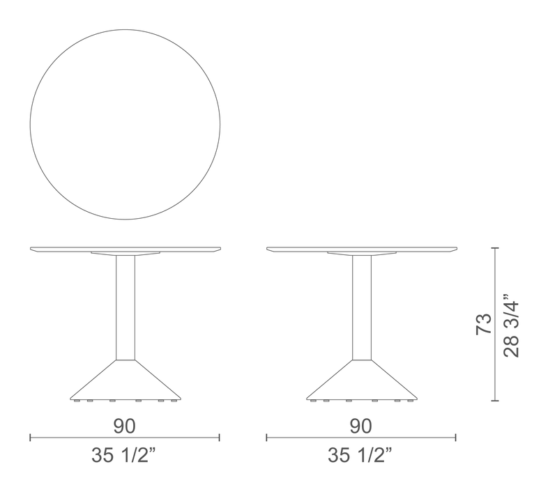 Lud'o Tech Side Table by Cappellini, size drawing: LUT4