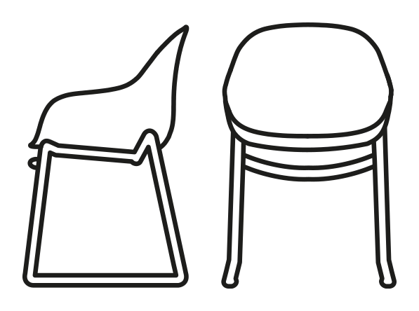 Academy Armchair, Sled Base by Connubia, size drawing