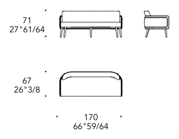 Amet Lounge Sofa by Reflex, size drawing