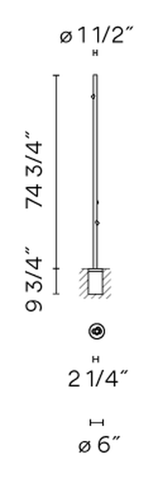 Bamboo Ground Light by Vibia, size drawing: Model 4804