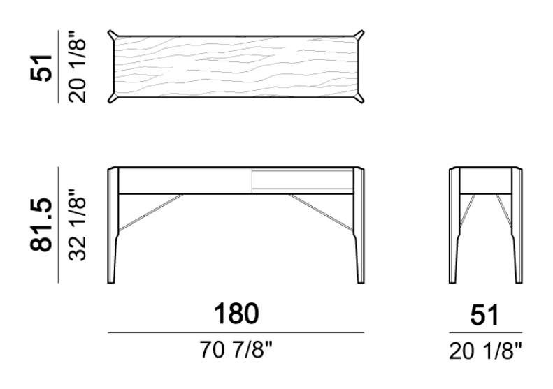 Glory Console Table by Arketipo, size drawing